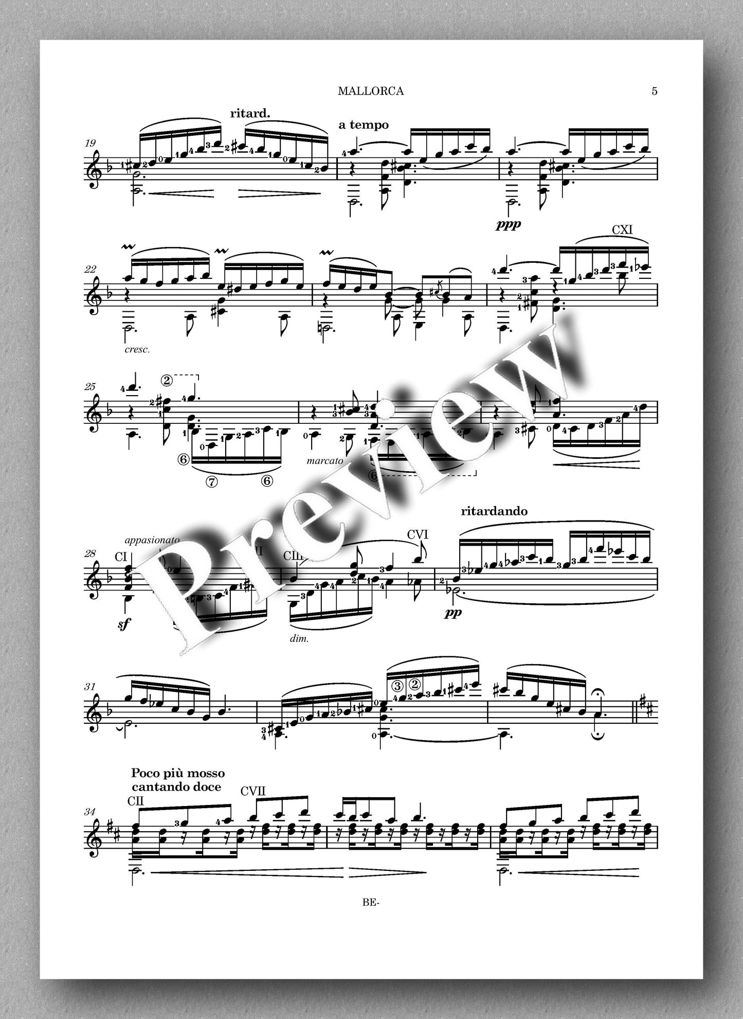 Isaac Albéniz-Oliveira, Mallorca - preview of the music score 2