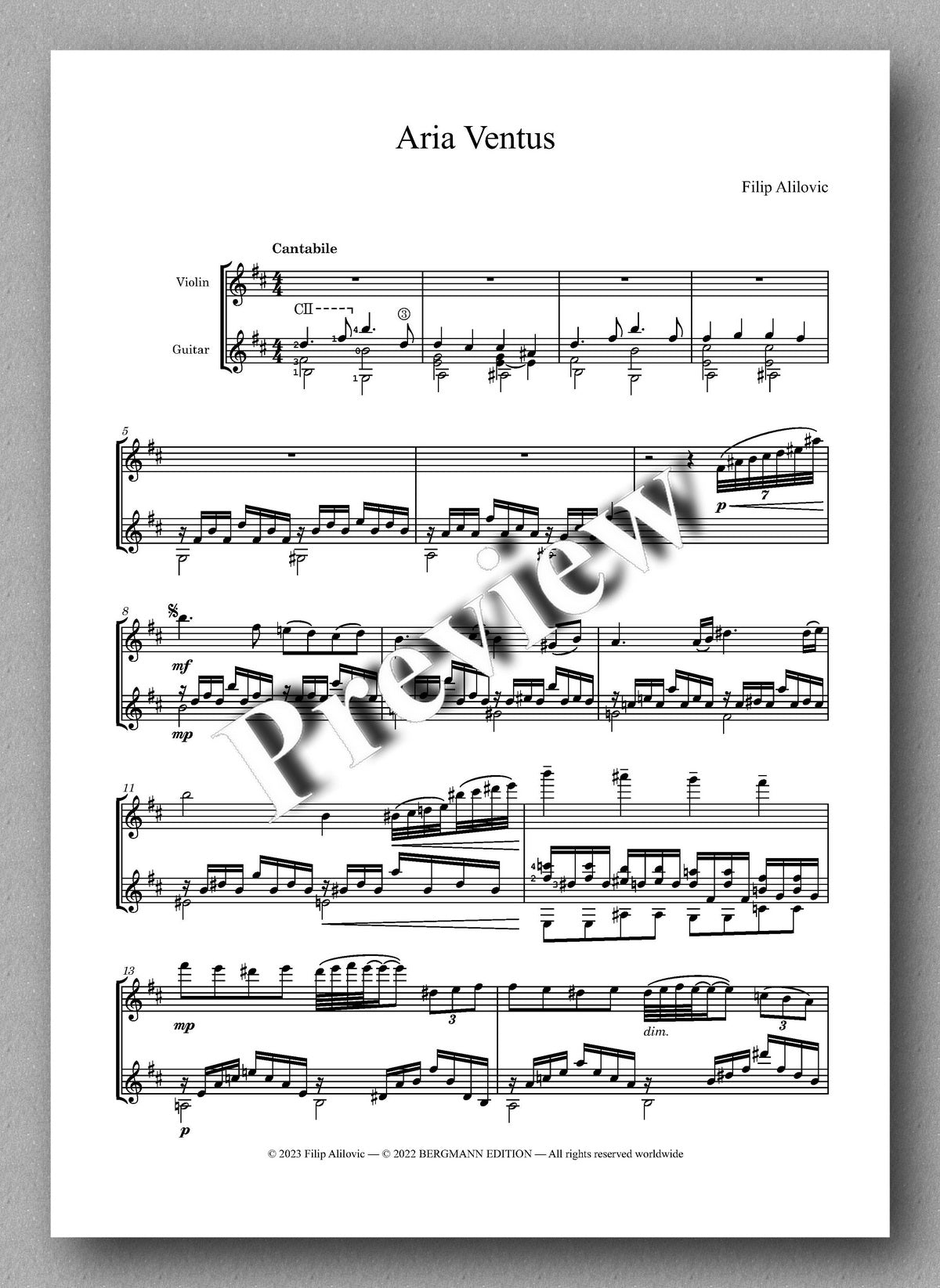 Filip Alilovic, Nebula - preview of the music score 1