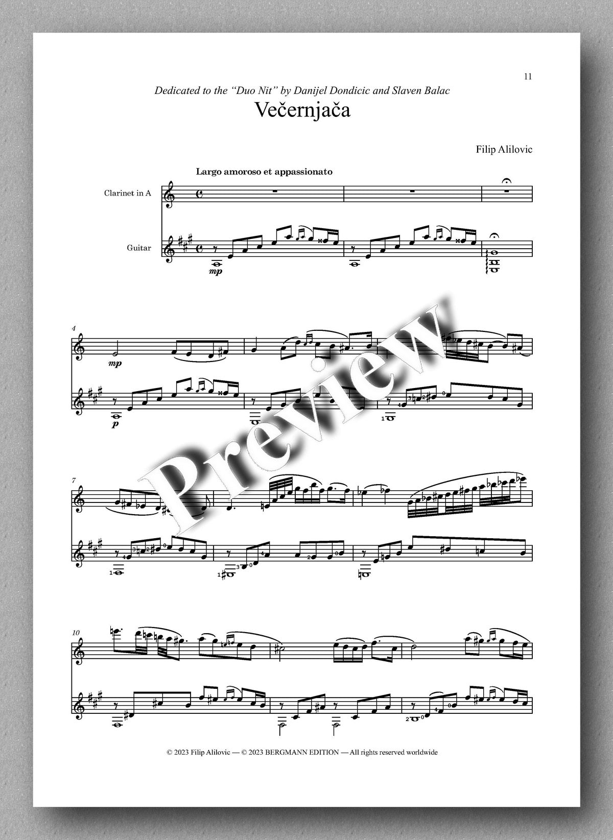 Filip Alilovic, Pjesme sumraka - preview of the music score 2