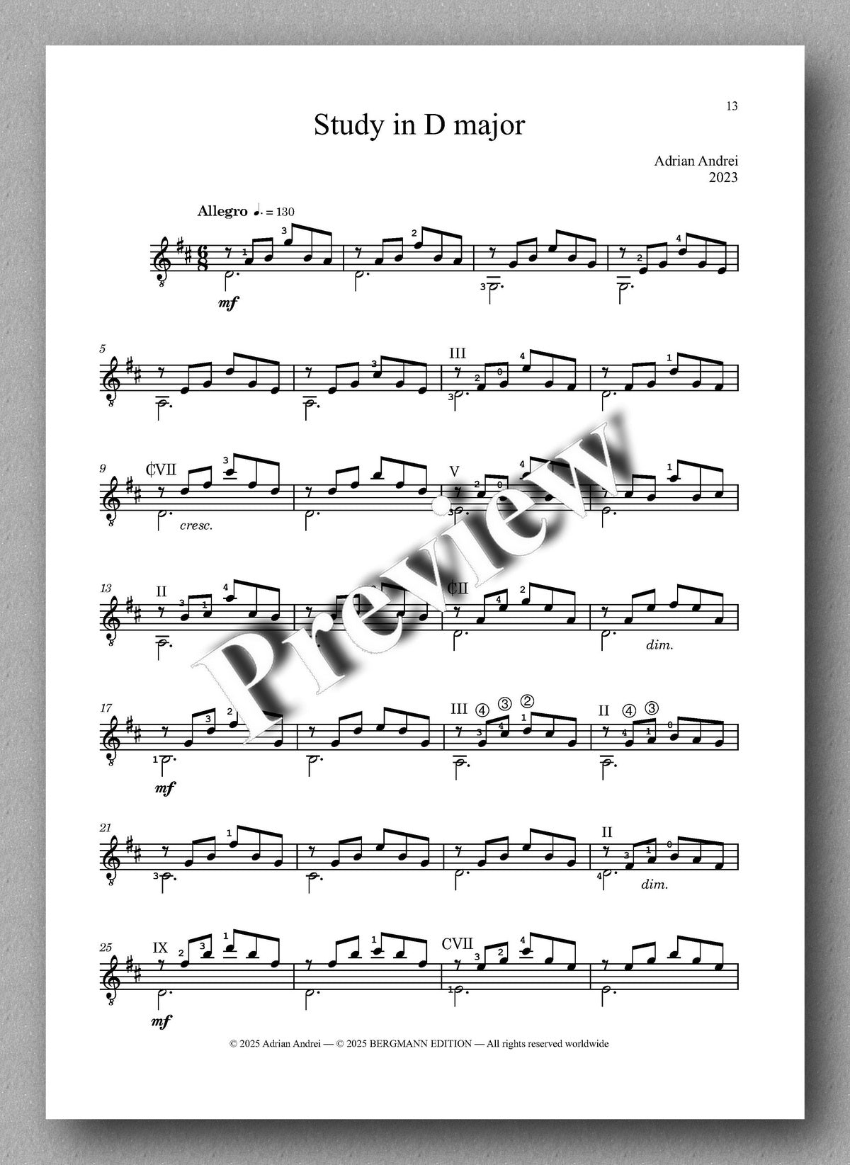 Adrian Andrei, Four Studies - preview of the music score 4