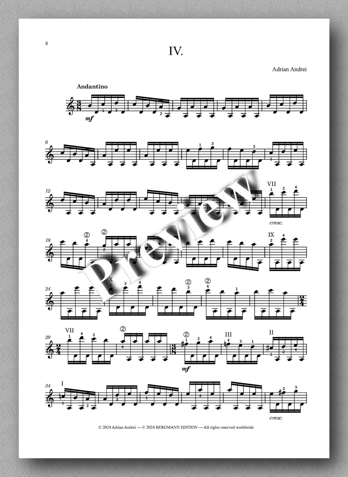 Adrian Andrei, Tiento Mistico - preview of the music score 2