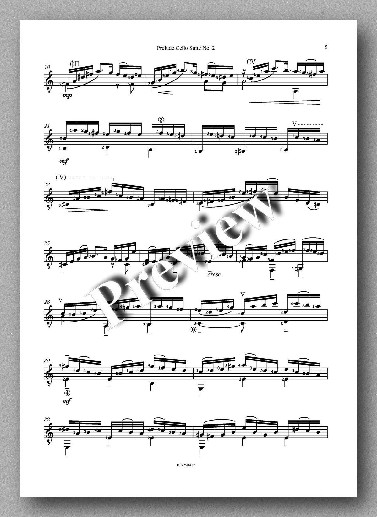 J.S.Bach, Prelude in A-Minor, BWV1008 - preview of the Music score 2