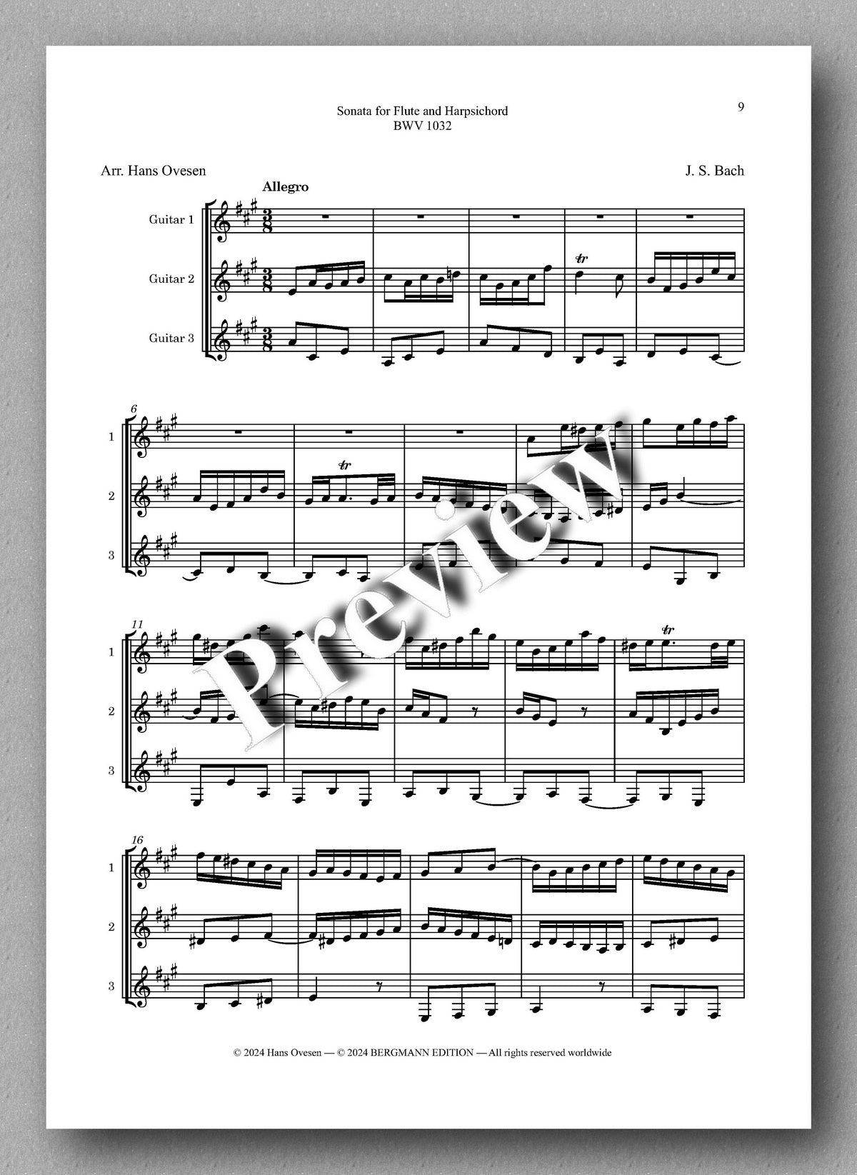 J.S.Bach, Sonata for Flute and Harpsichord, BWV 1032 - preview of the music score 2