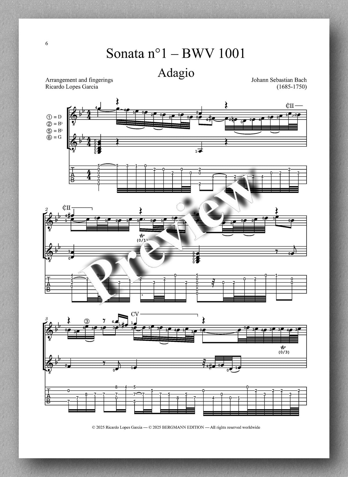 J.S.Bach, Sonata n°1 – BWV 1001 - preview of the music score 1