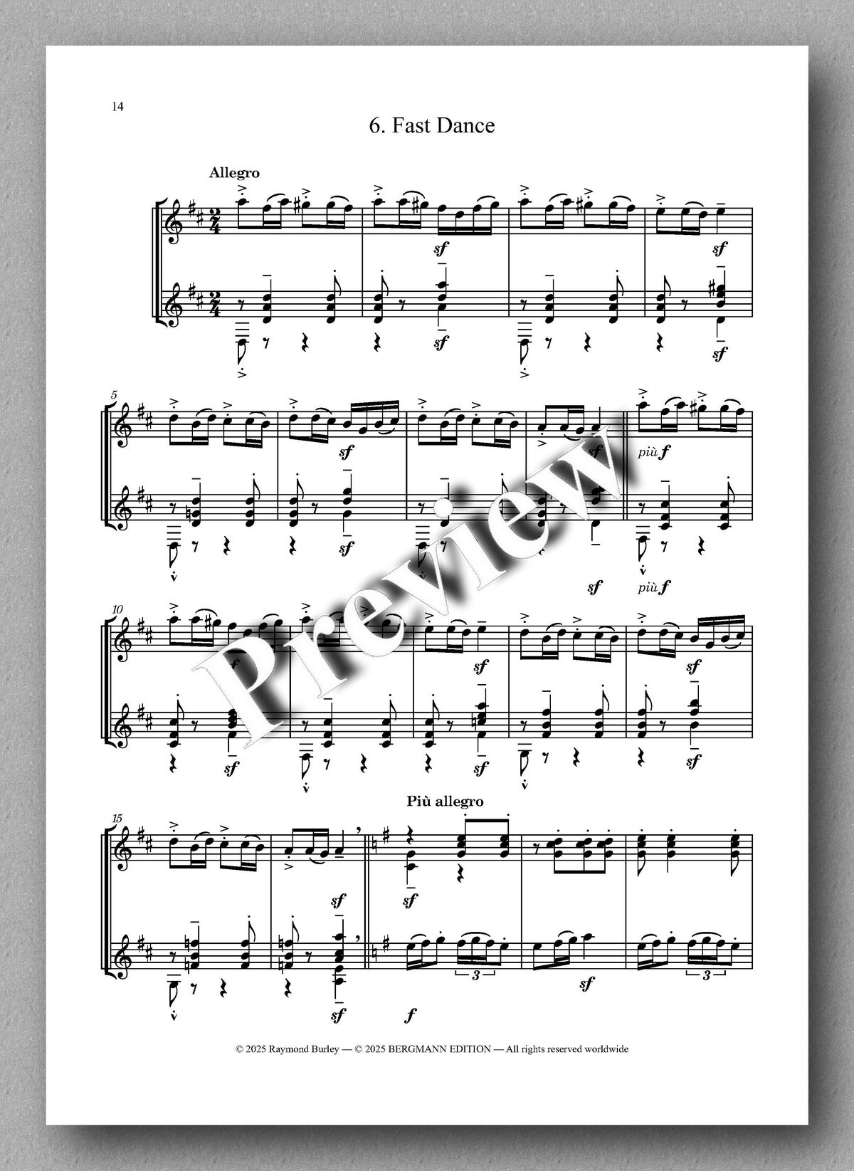 Sheet music for a fast dance with musical notation on a white background