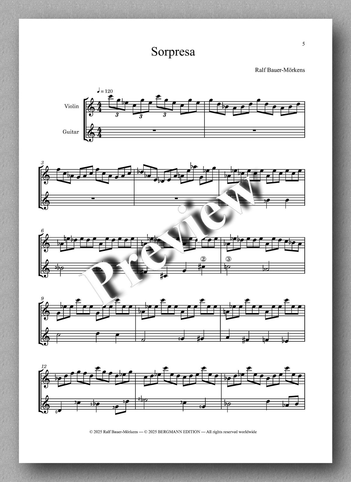Ralf Bauer-Mörkens, Sorpresa - preview of the music score 1