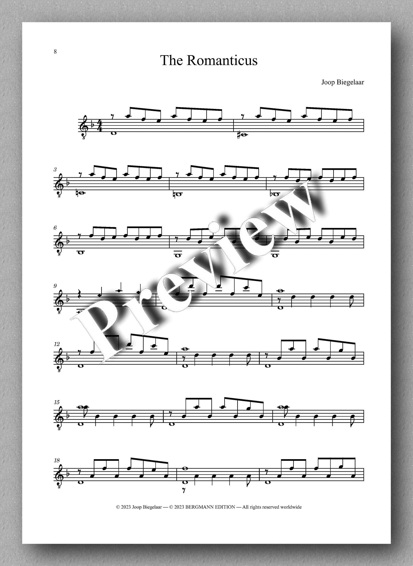 Joop Biegelaar, Lizot & The Romanticus - preview of the music score 2