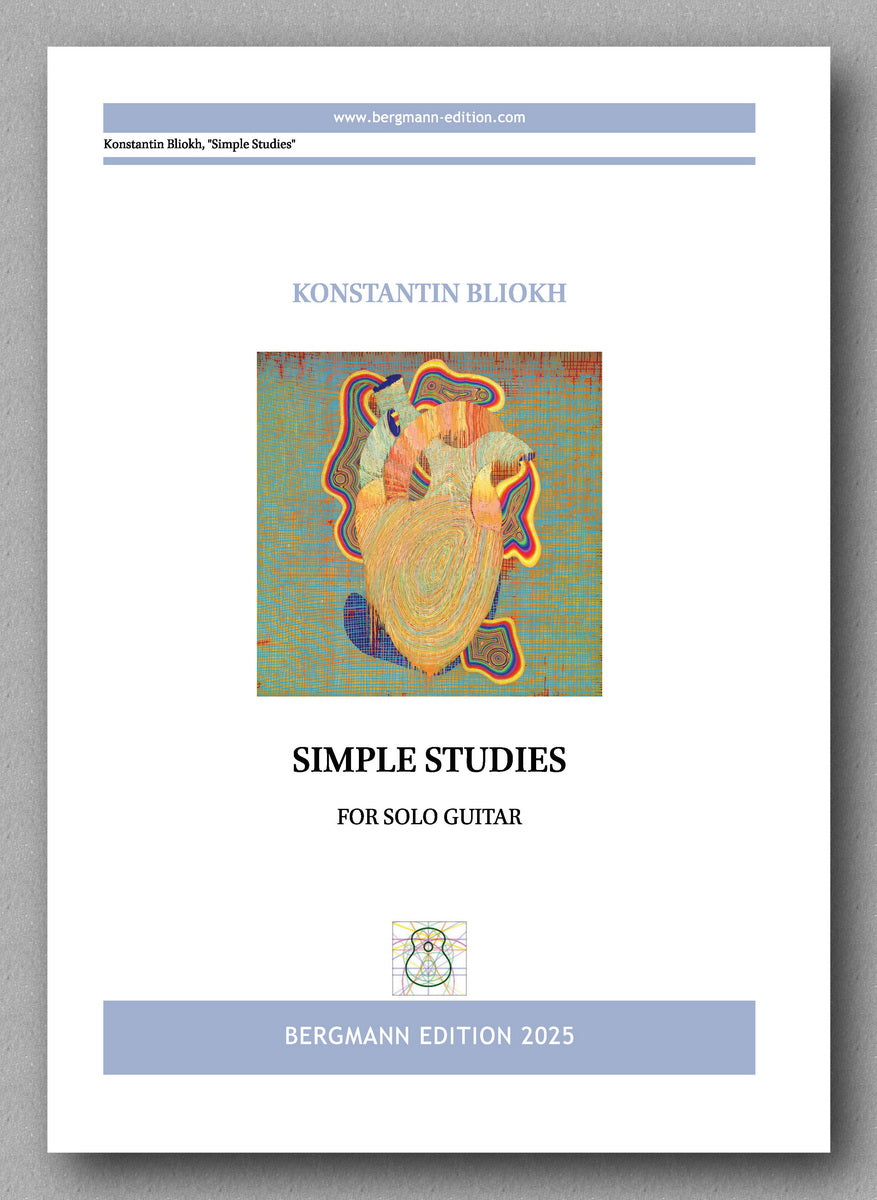 Music sheet cover for 'Simple Studies' by Konstantin Blokh with an abstract illustration on a gray background
