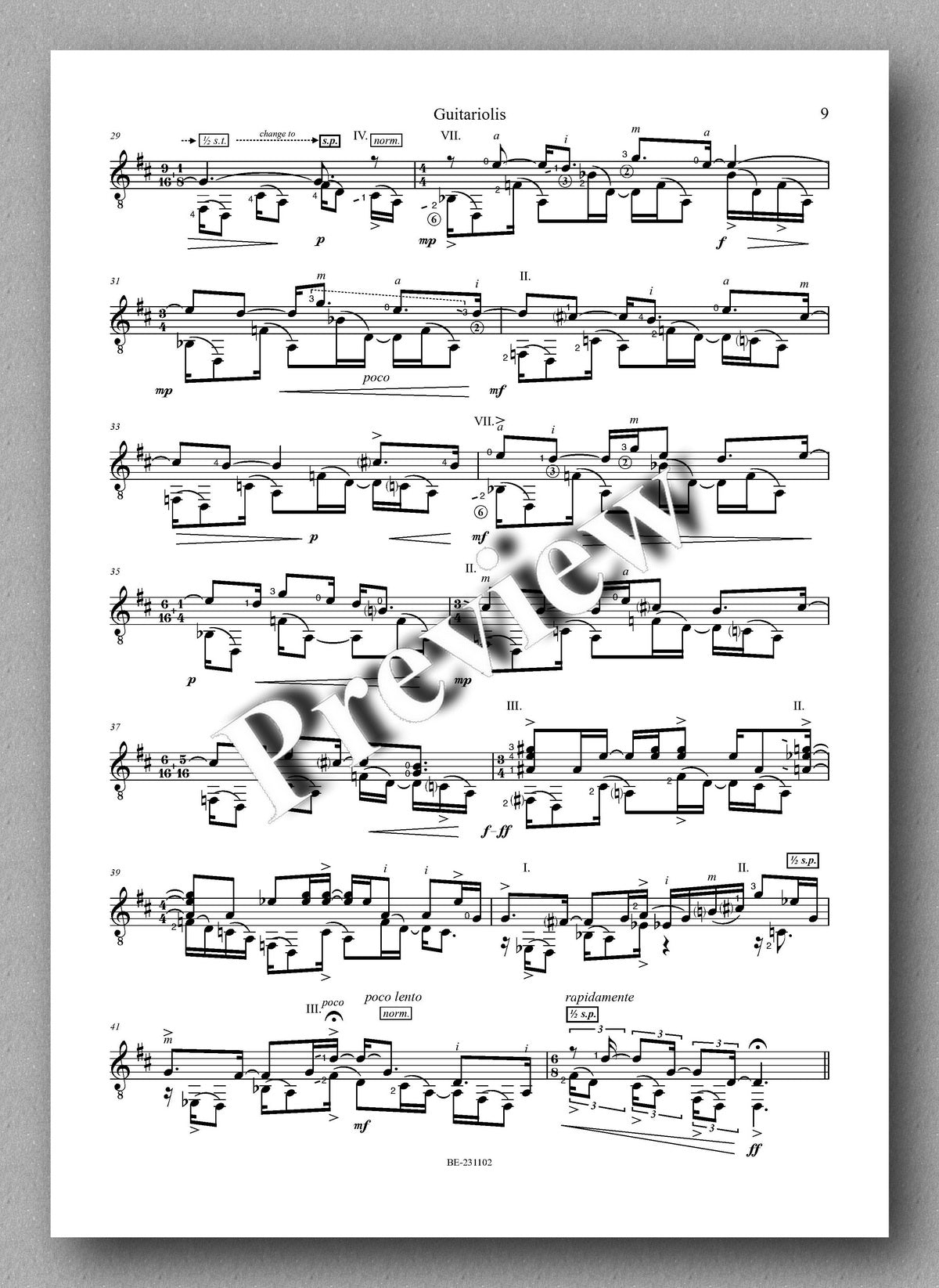 Thomas Bocklenberg, Guitariolis - preview of the music score 1