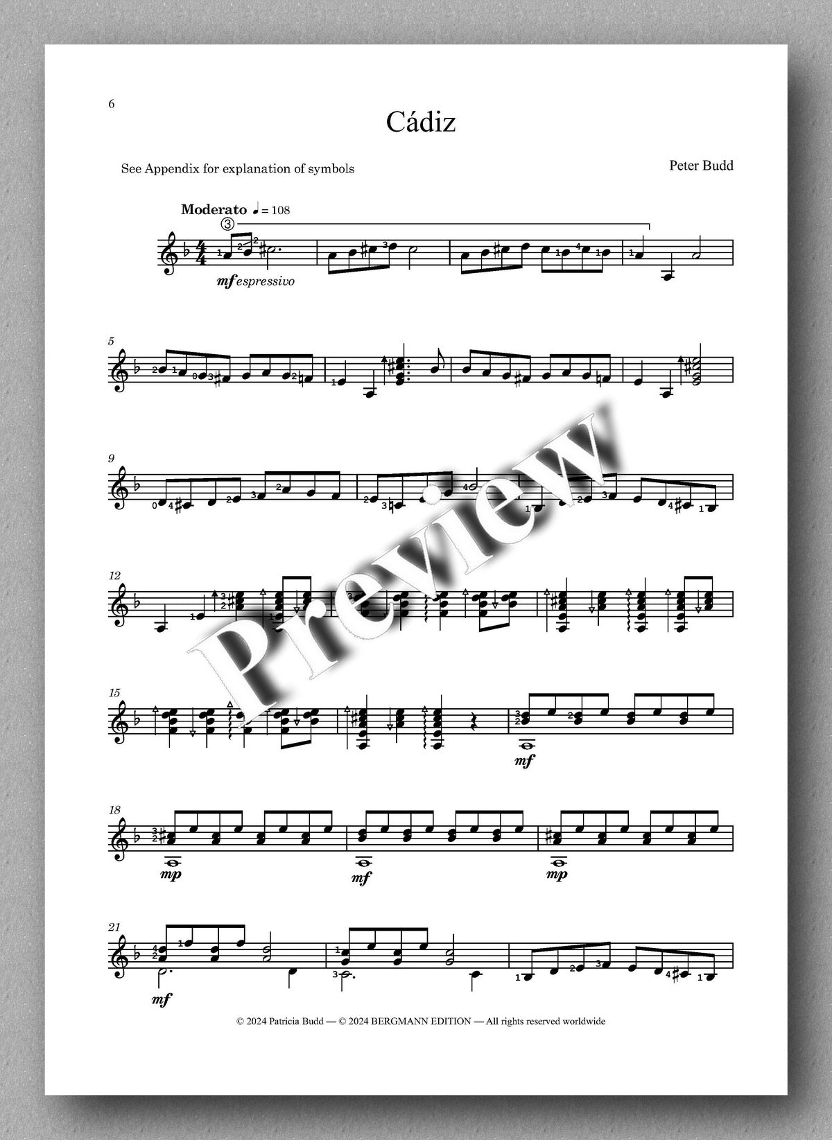 Peter Budd, Suite Española - preview of the music score 1