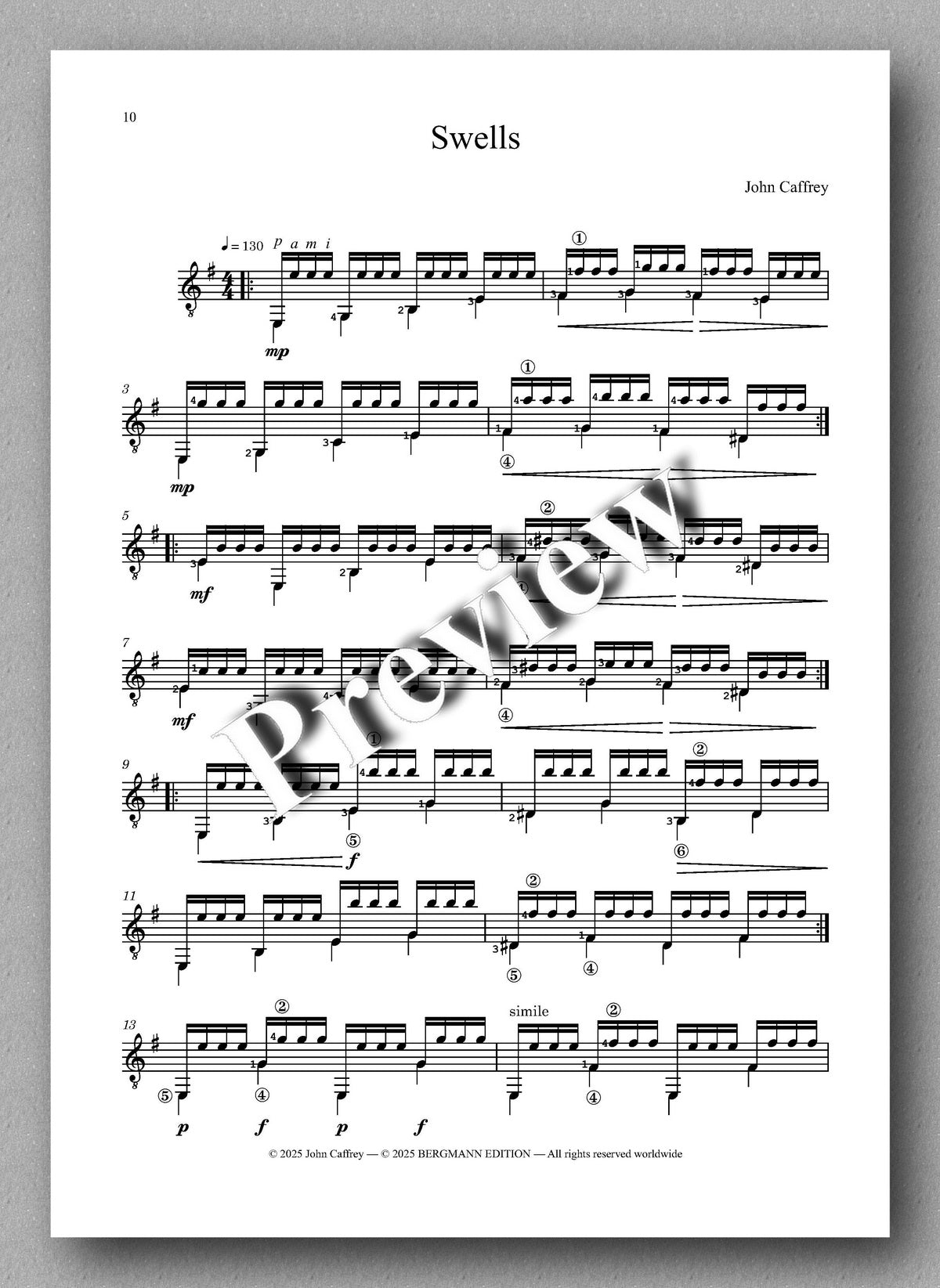 John Caffrey, Three Studies - preveiw of the music score 2