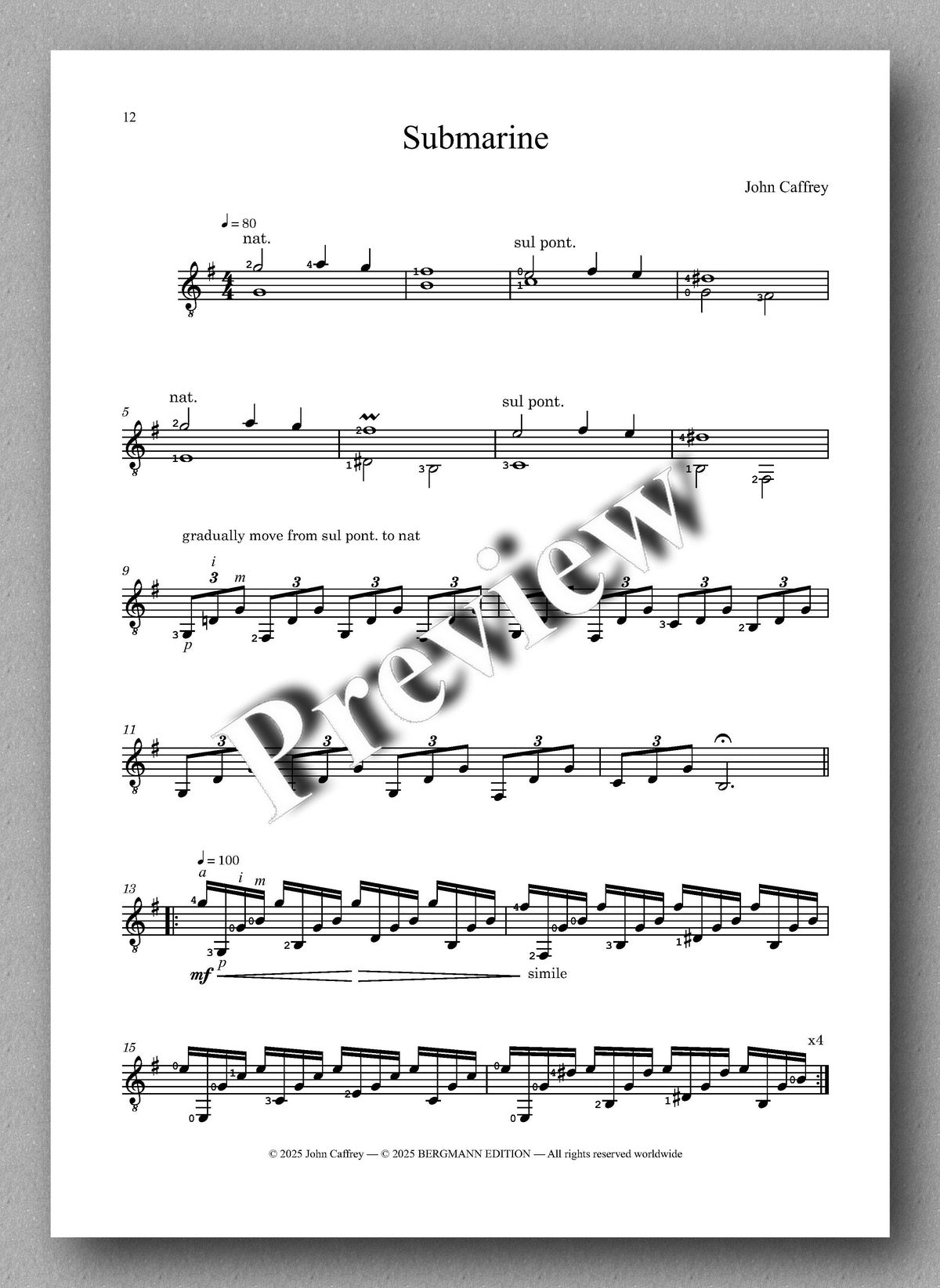 John Caffrey, Three Studies - preveiw of the music score 3