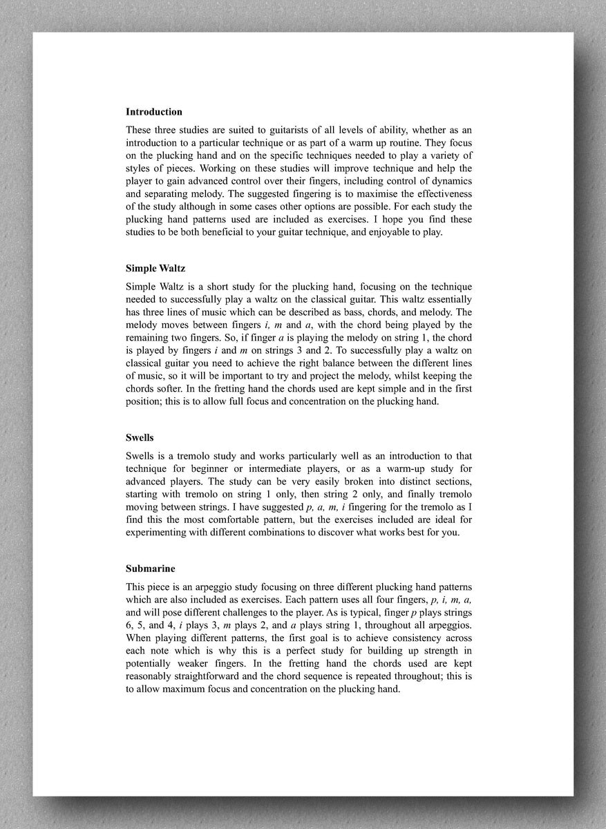 John Caffrey, Three Studies - preveiw of the introduction