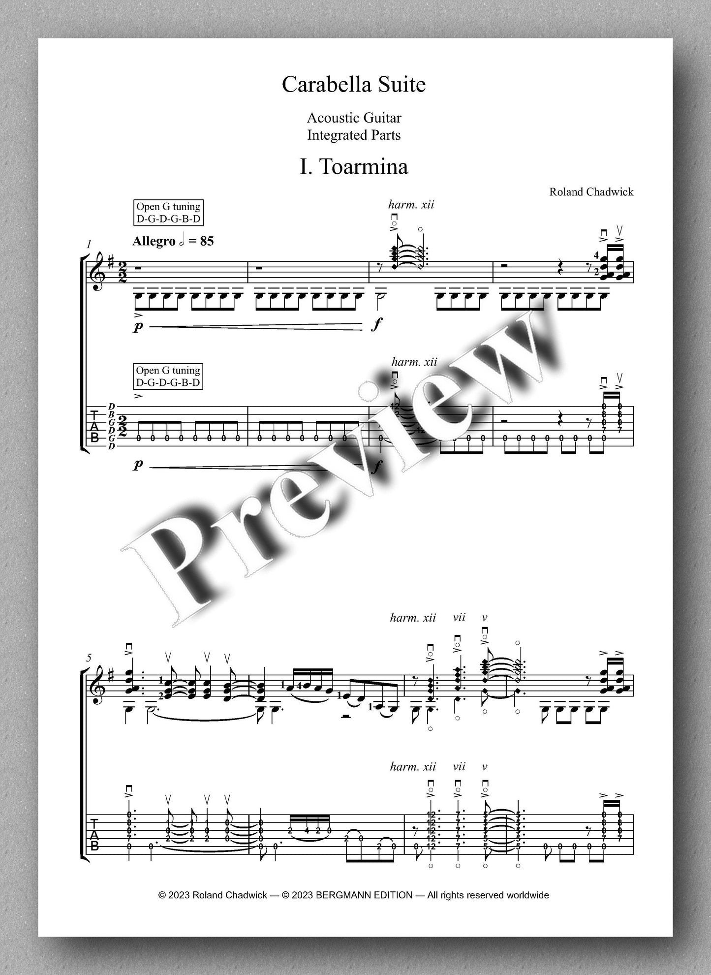 Roland Chadwick, Carabella Suite - preview of the music score 1