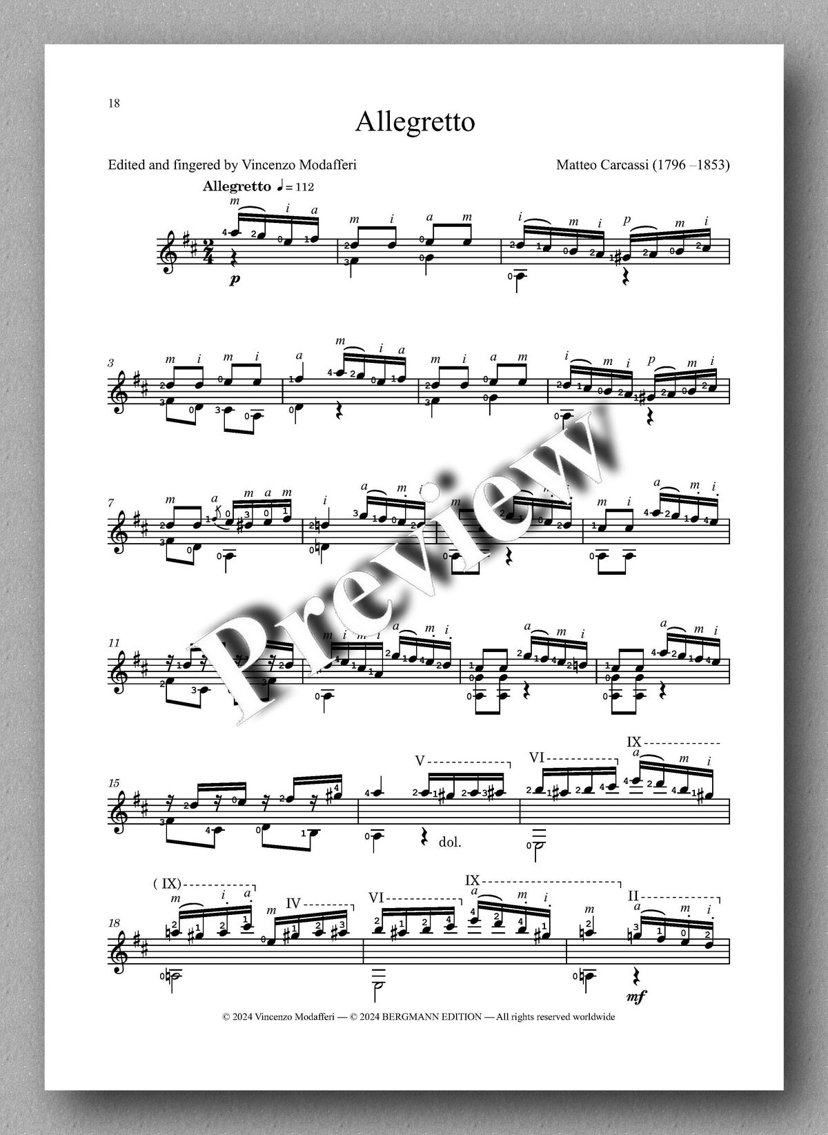 Matteo Carcassi, Compositions pour guitare, Op. 5, preview of the music score 2