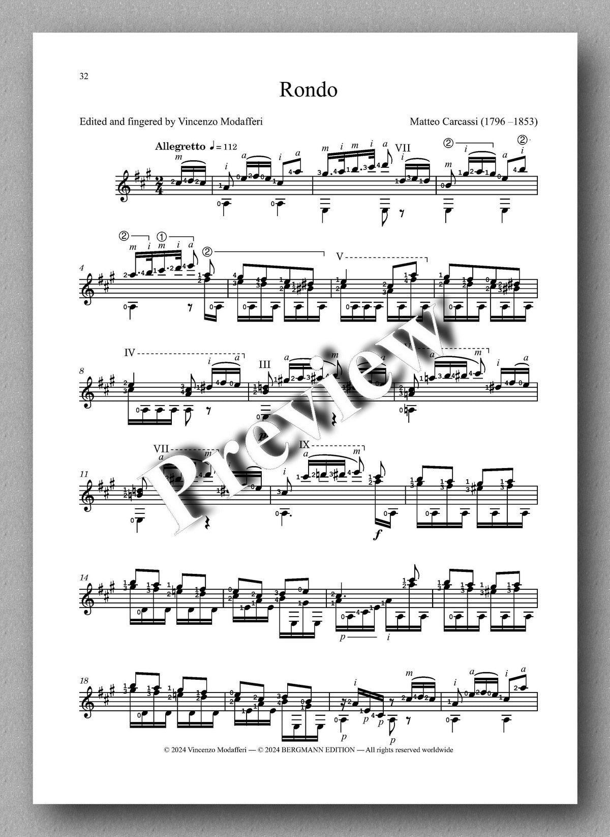 Matteo Carcassi, Compositions pour guitare, Op. 5, preview of the music score 4