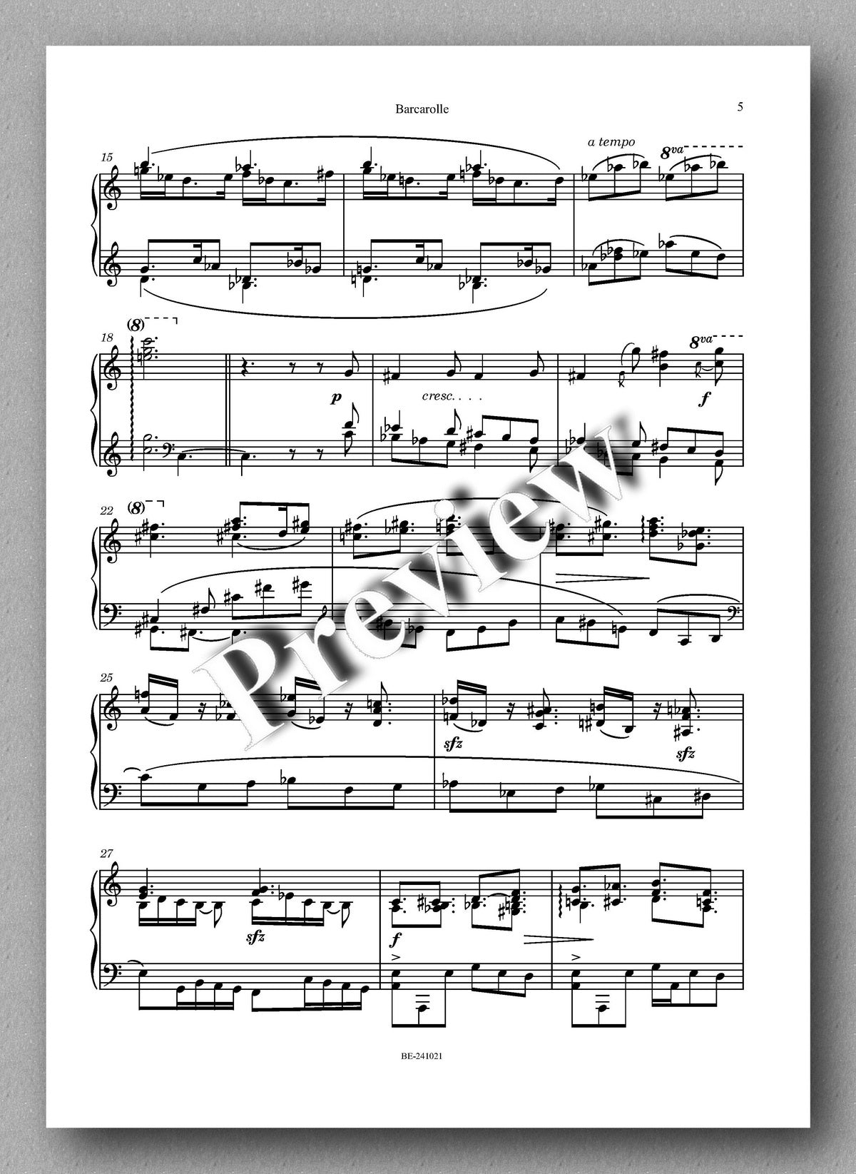 Michel Cardin, Barcarolle - Preview of the music score 2