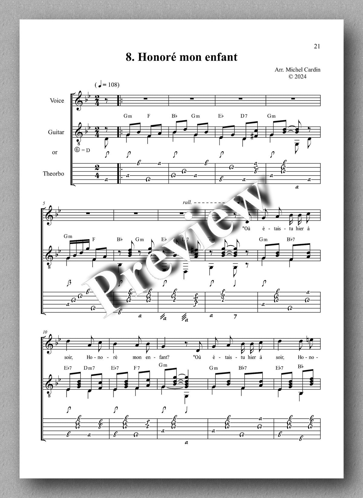 Michel Cardin, Chansons d’Acadie, vol. 1 - preview of the music score 4