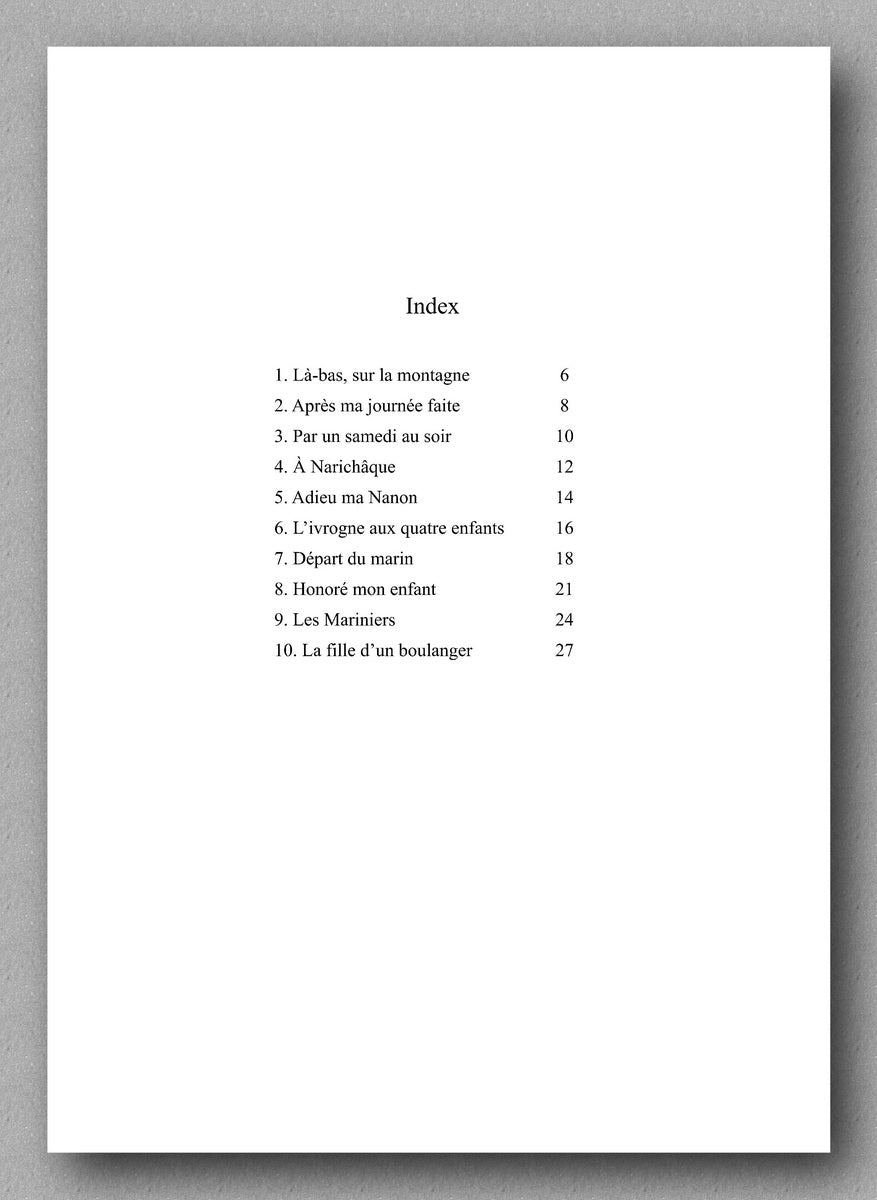 Michel Cardin, Chansons d’Acadie, vol. 1 - preview of the INDEX
