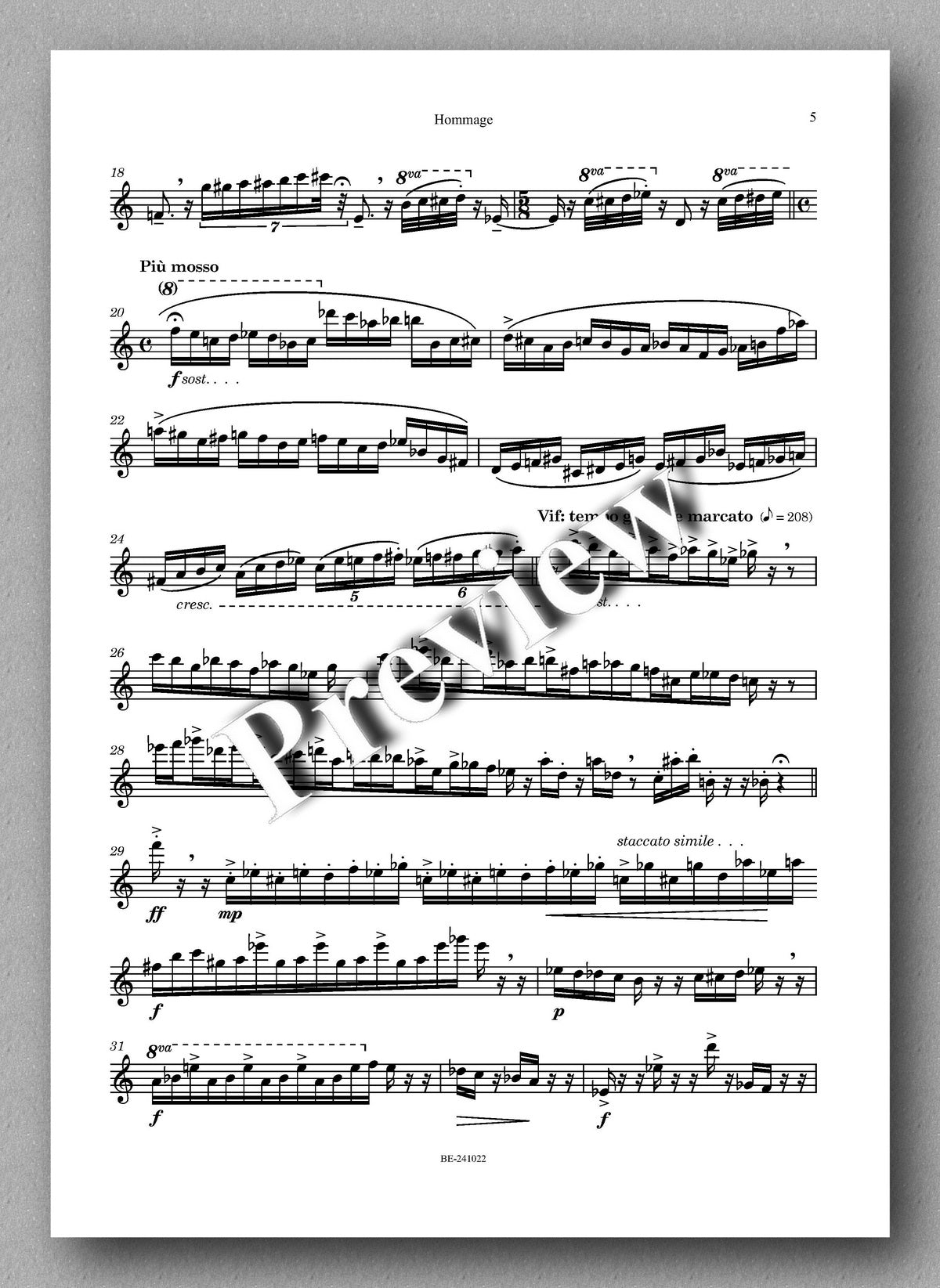 Michel Cardin, Hommage - preview of the music score 2