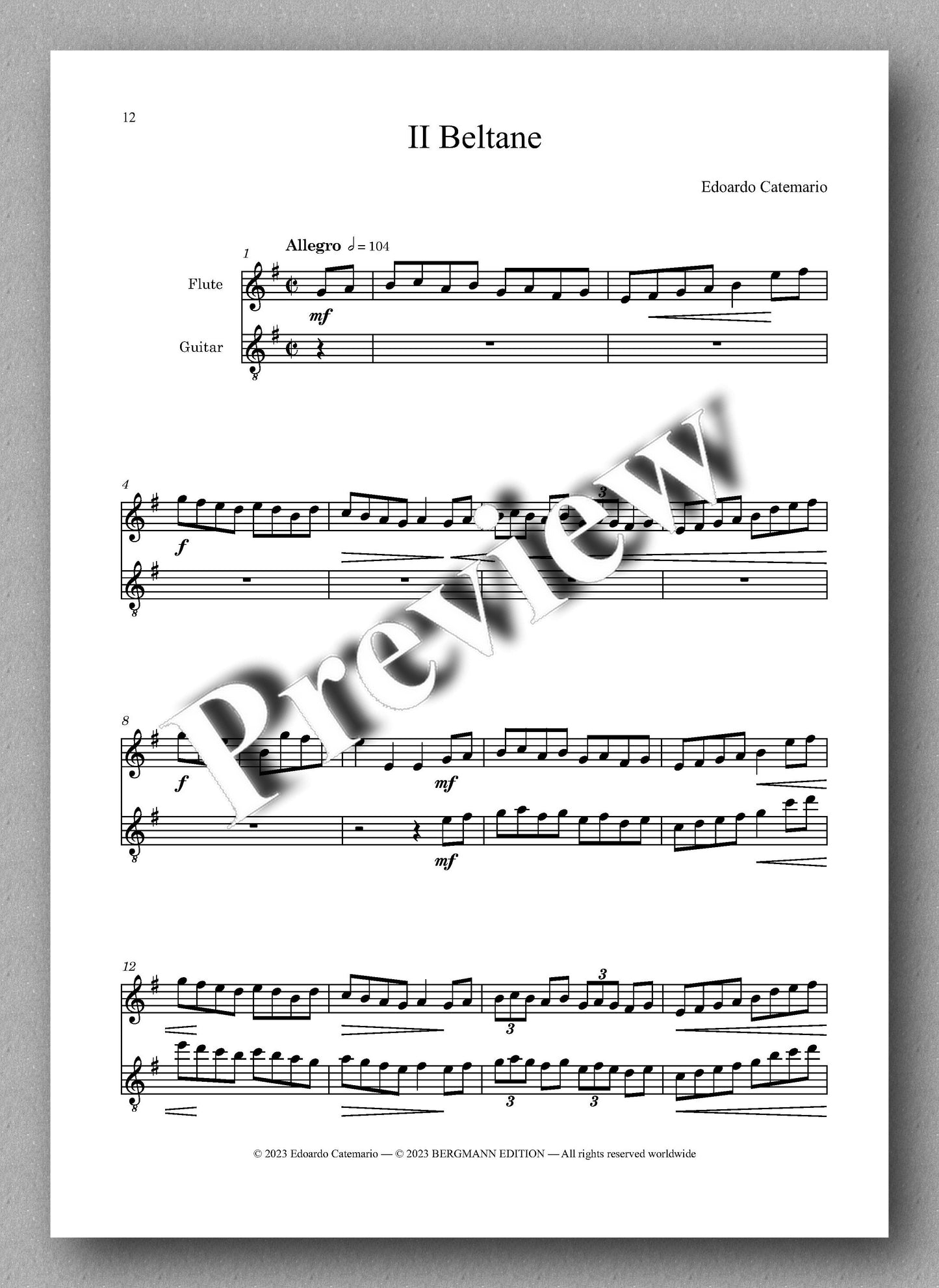 Edoardo Catemaro, Irish Suite - preview of the Music score 2