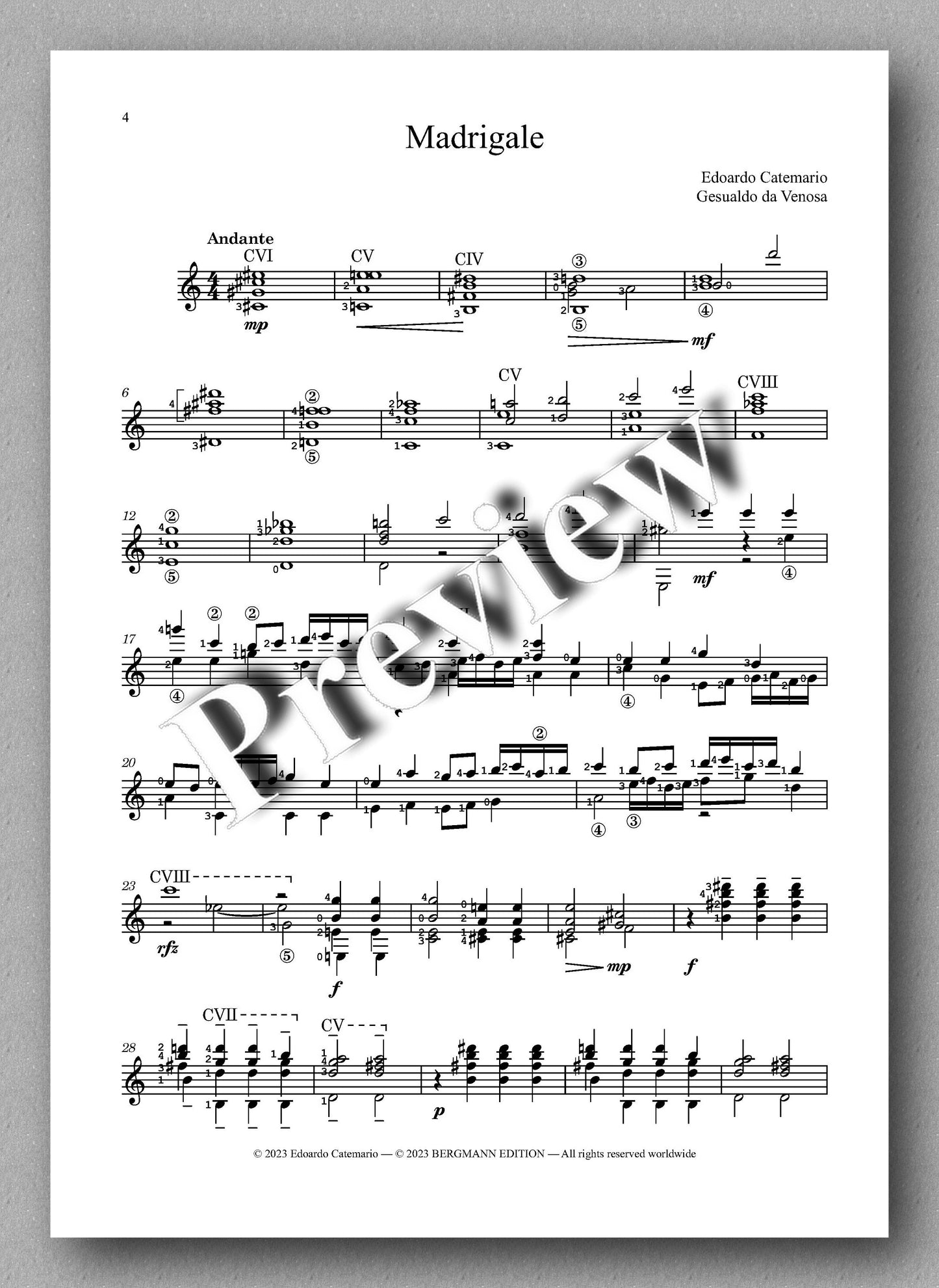 Suite Gesualdiana by Edoardo Catemario - preview of the music score 1