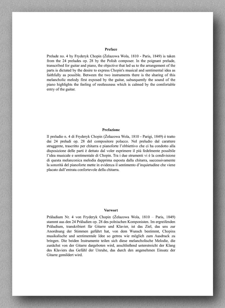 F. Chopin, Prelude, Op. 28, No. 4 - preview of the preface