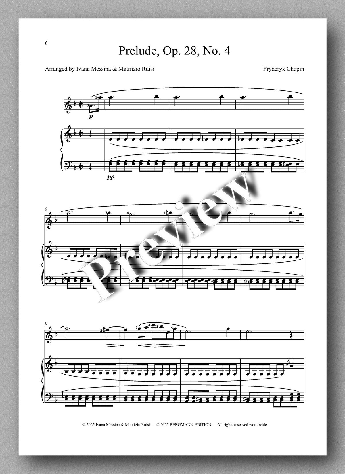 F. Chopin, Prelude, Op. 28, No. 4 - preview of the music score