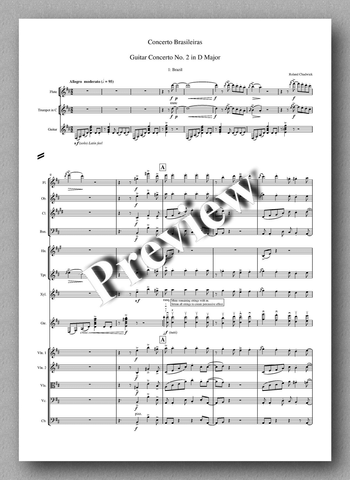 Roland Chadwick - Concerto Brasileiras - preview of the music score 1