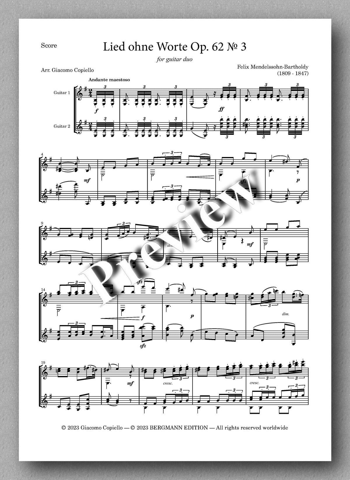 Lieder vol. 5, by Felix Mendelssohn - preview of the music score 2