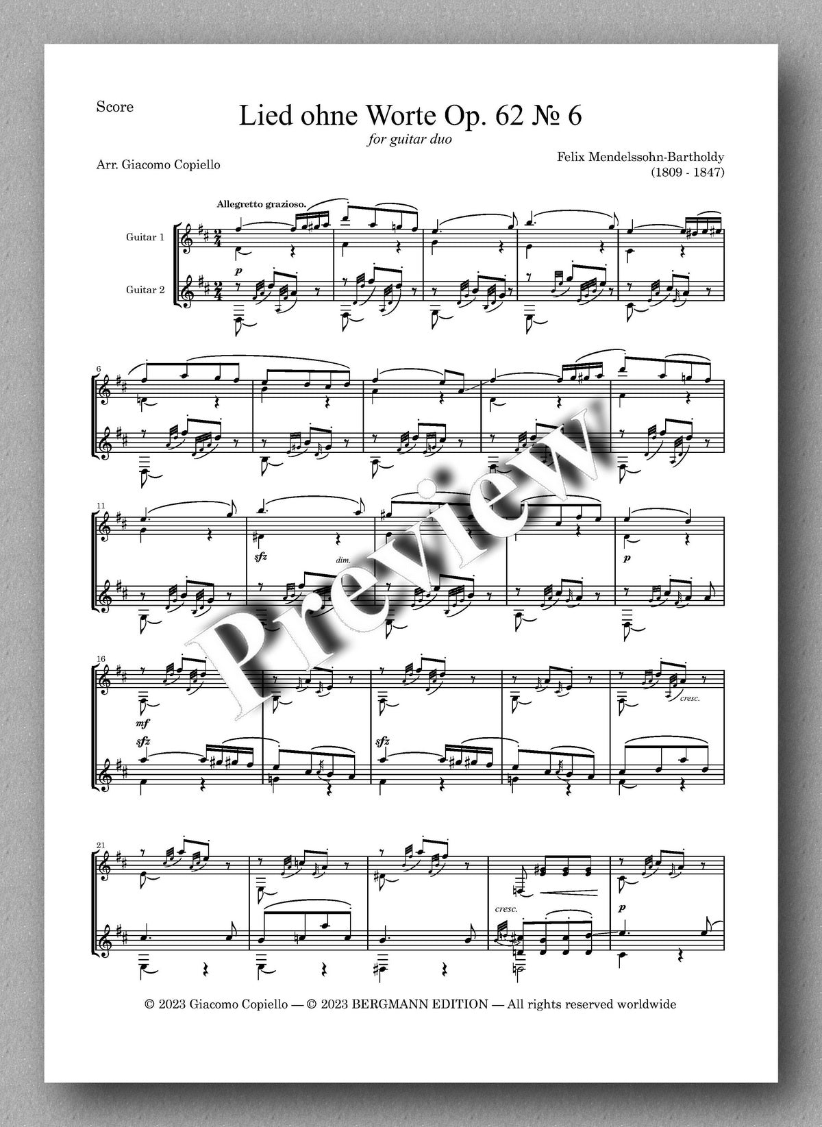 Lieder vol. 5, by Felix Mendelssohn - preview of the music score 3