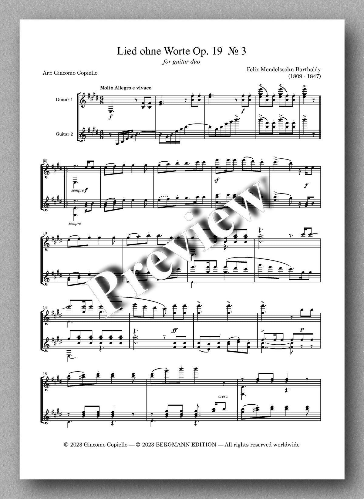 Lieder vol. 5, by Felix Mendelssohn - preview of the music score 1