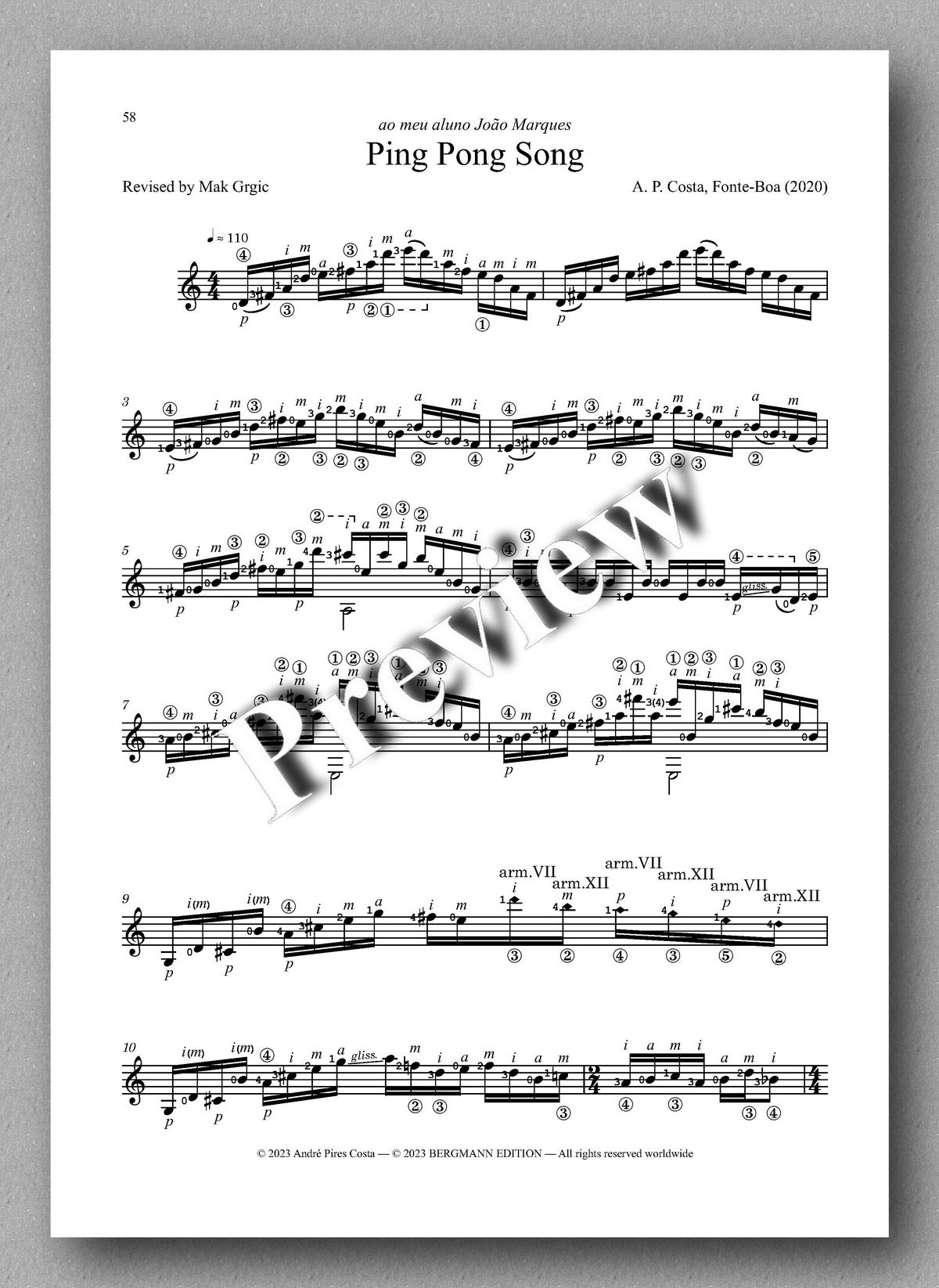 André Pires Costa,  20 Studies for Performance, Op. 20 - preview of the music score 6