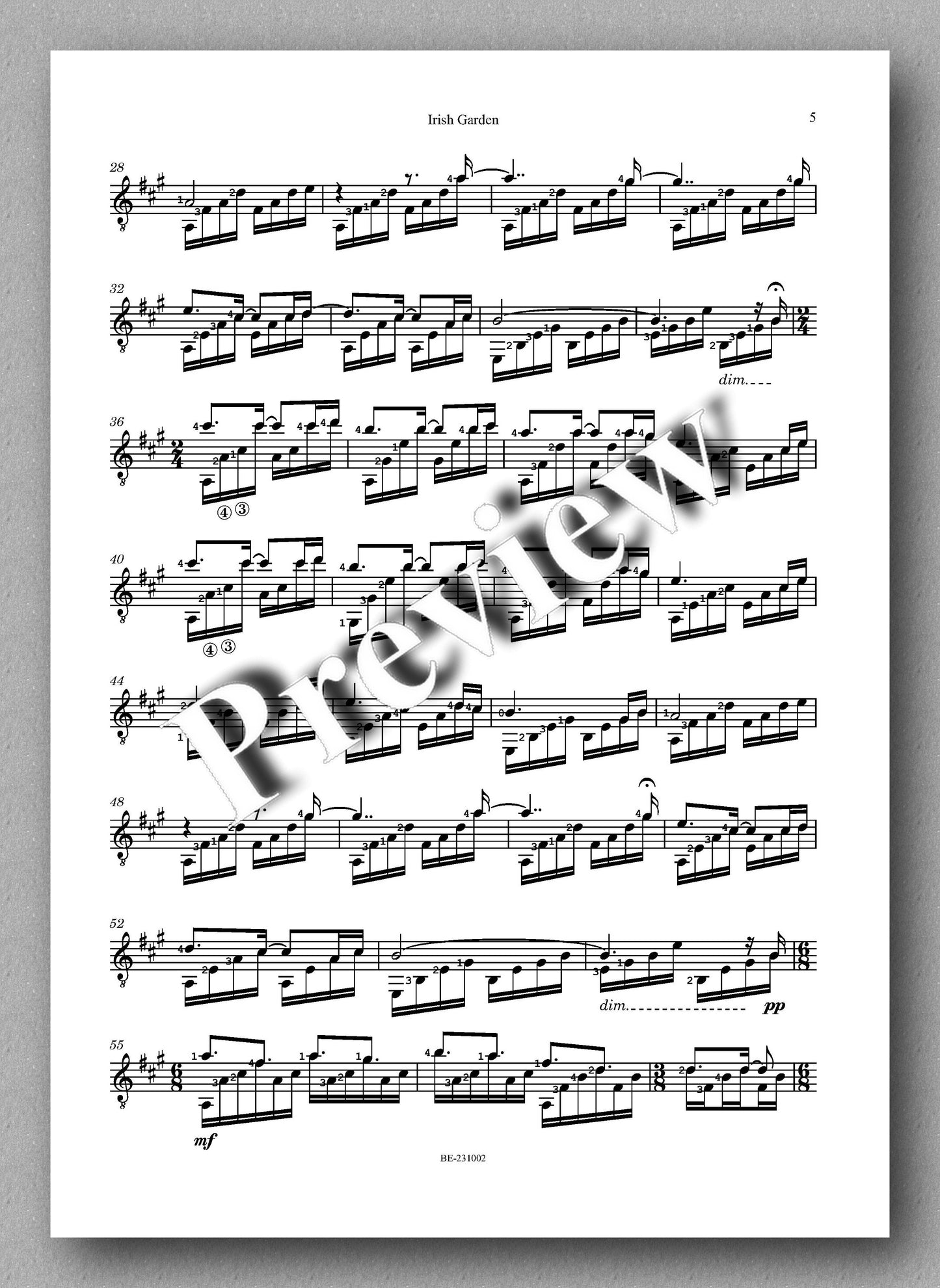 Marilena Cucchiara, Irish Garden - preview of the music score 2