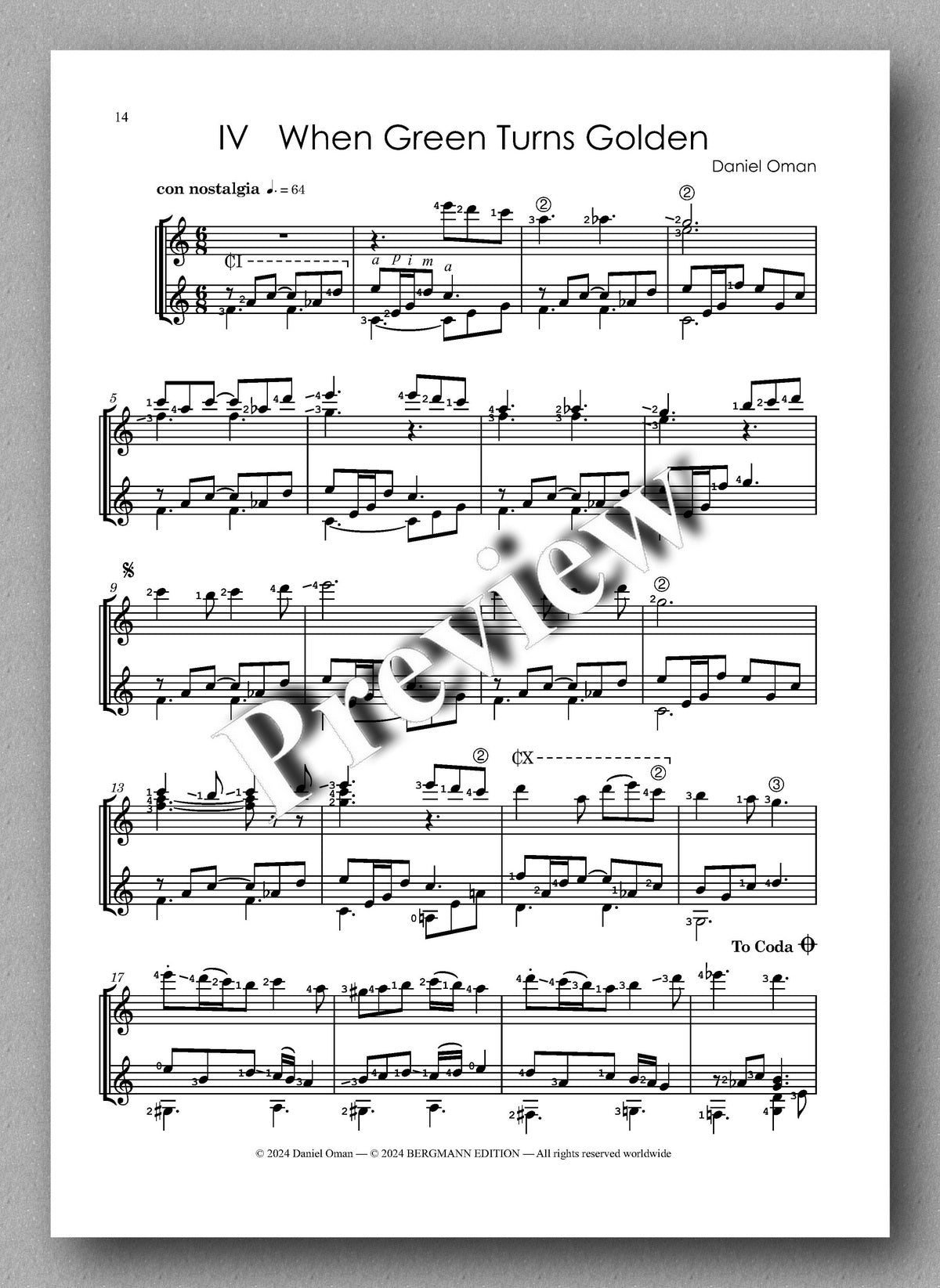 Daniel Oman, Free the Birds - preview of the music score 4