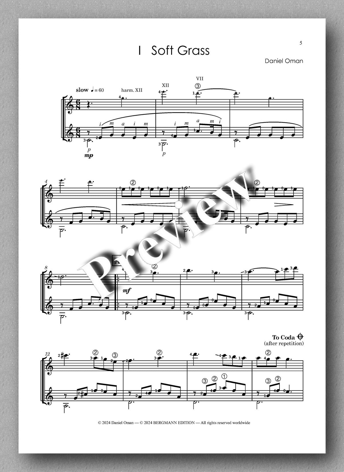 Daniel Oman, Free the Birds - preview of the music score 1