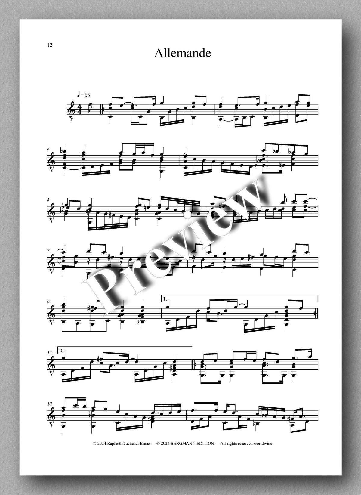 Suite en Sol Majeur, by Raphaël Duchosal Binaz - preview of the music score 2