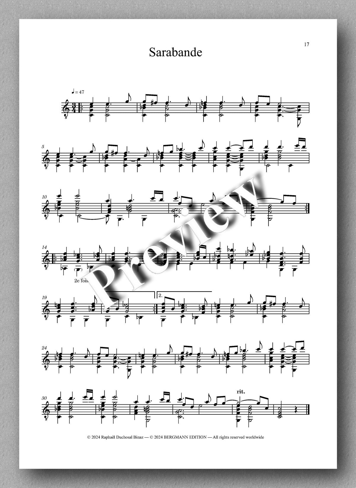 Suite en Sol Majeur, by Raphaël Duchosal Binaz - preview of the music score 4