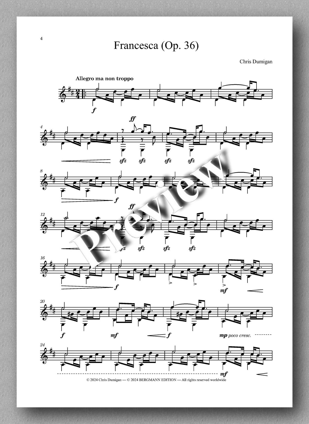 Chris Dumigan, Francesca (Op. 36) - preview of the music score