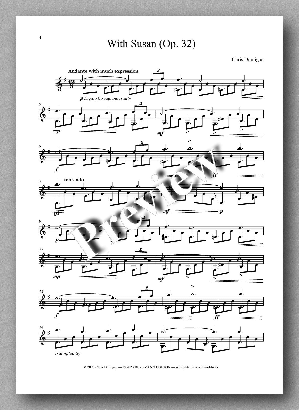 Dumigan, With Susan (Op. 32) - preview of the music score