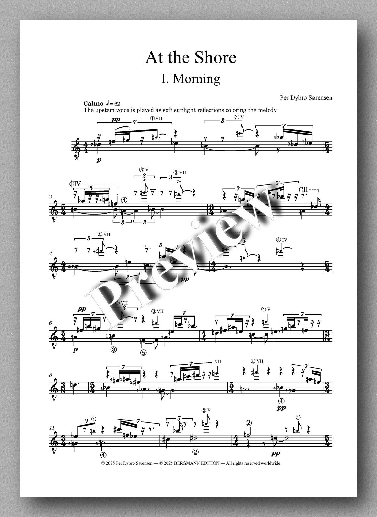 Per Dybro Sørensen, At the Shore - preview of the music score 1