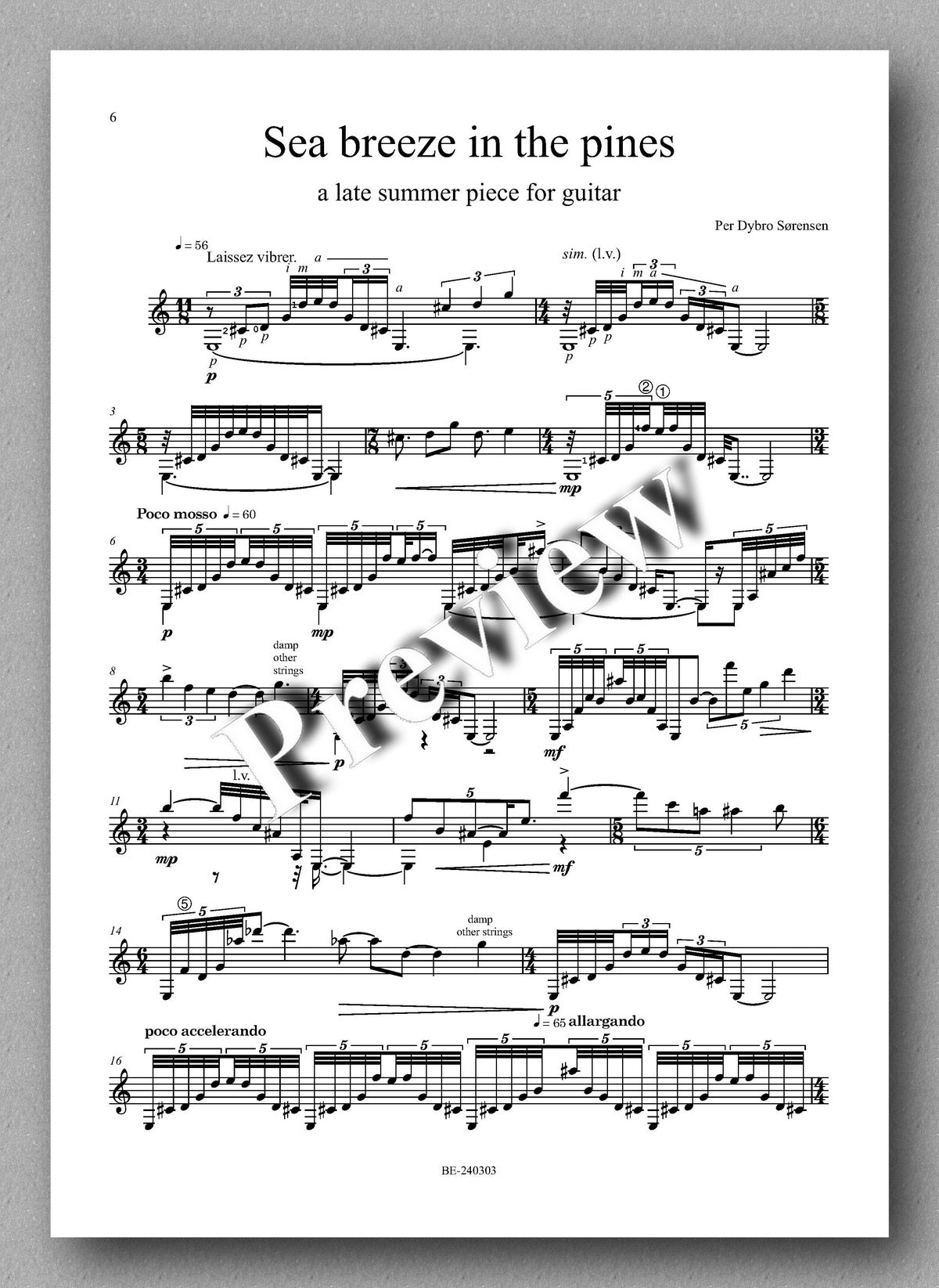 Per Dybro Sørensen, Sea Breeze in the Pines - preview of the music score 1
