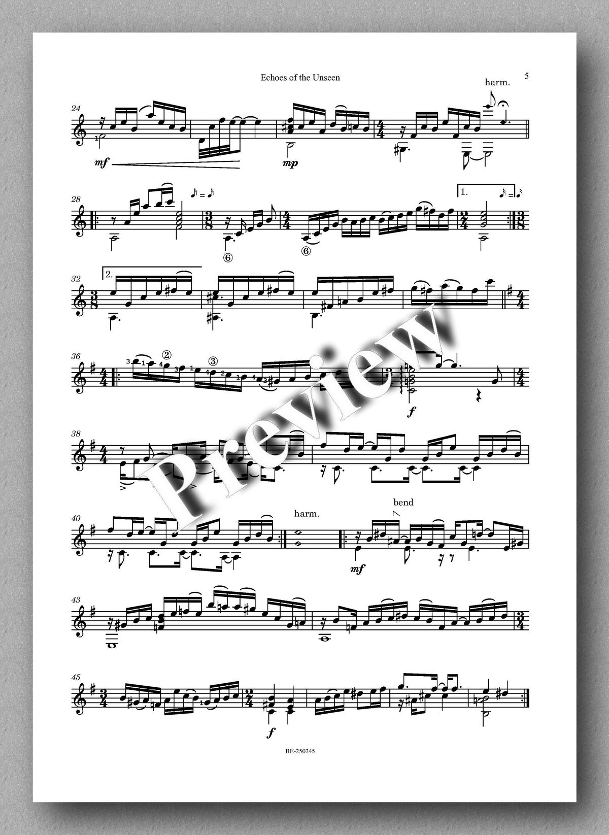 Juan Erena, Echoes of the Unseen - preview of the music score 2