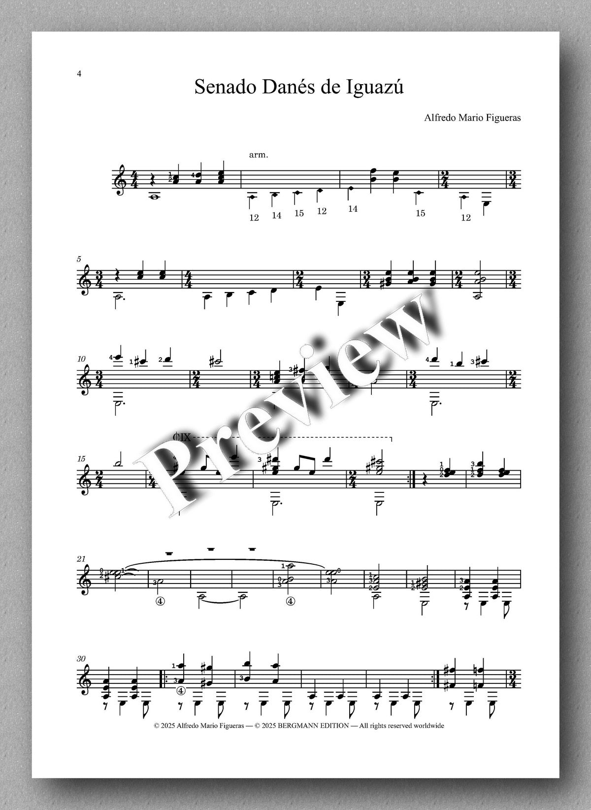 Alfredo Mario Figueras, Senado Danés de Iguazú - preview of the music score