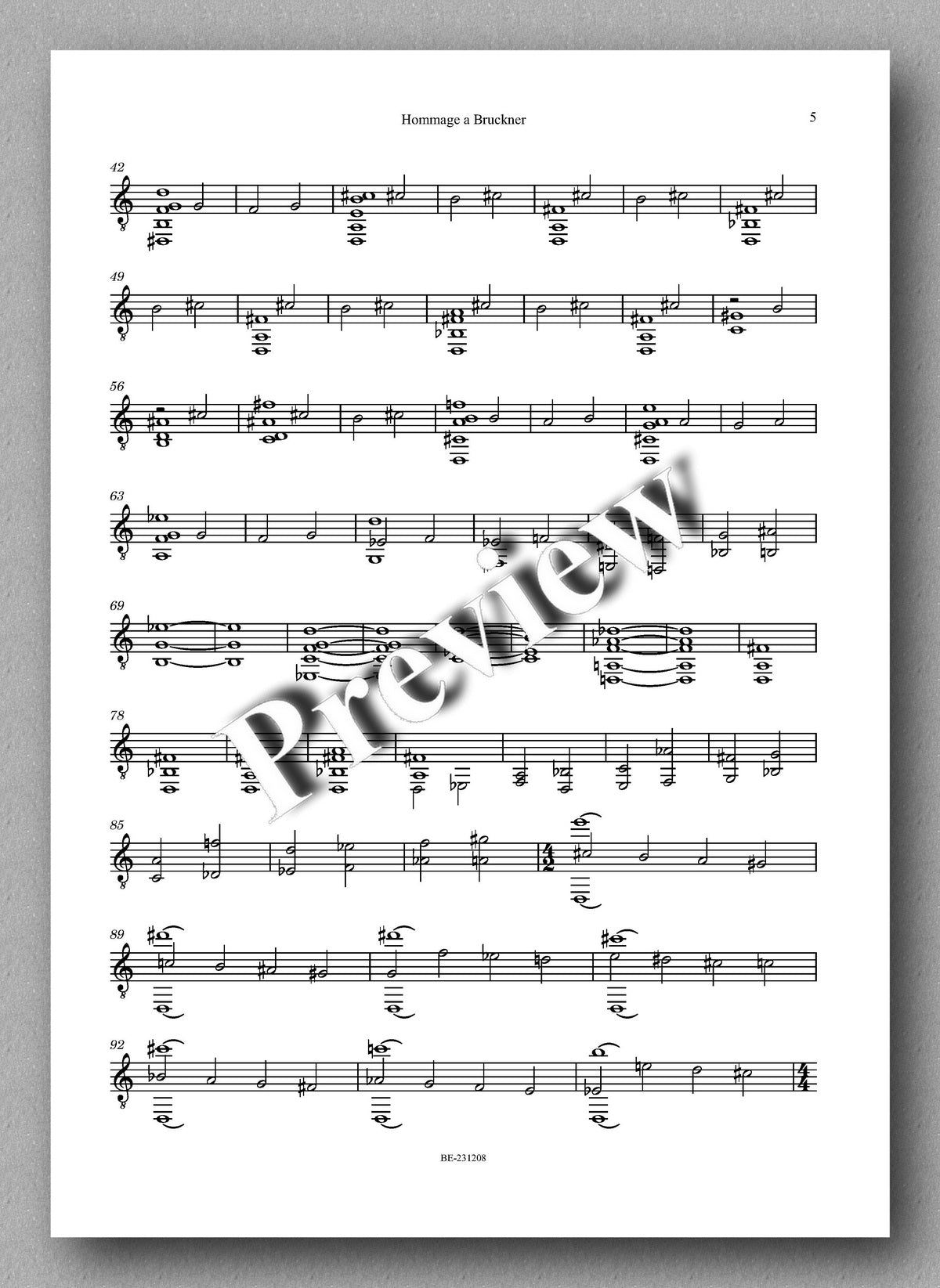Stanley A Funicelli, Hommage a Bruckner - preview of the music score 2