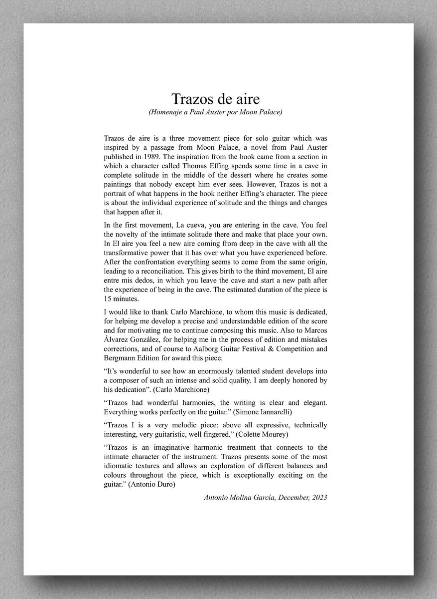 Antonio Molina García, TRAZOS DE AIRE - preview of the preface