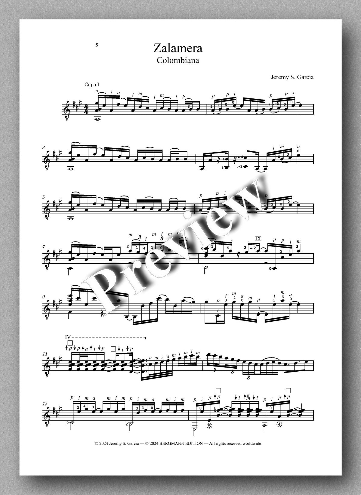 Jeremy S. García, Zalamera - preview of the music score 1