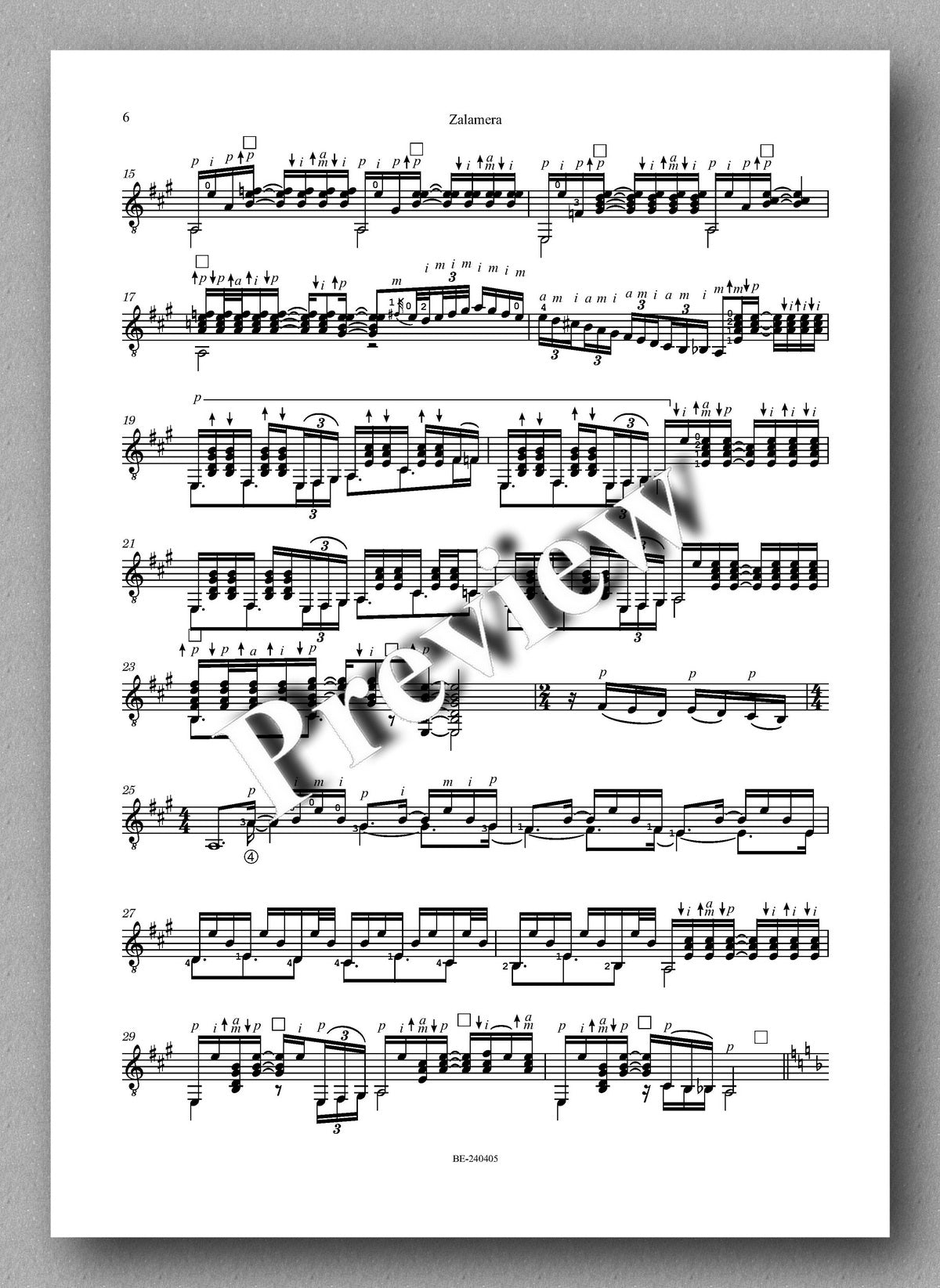 Jeremy S. García, Zalamera - preview of the music score 2