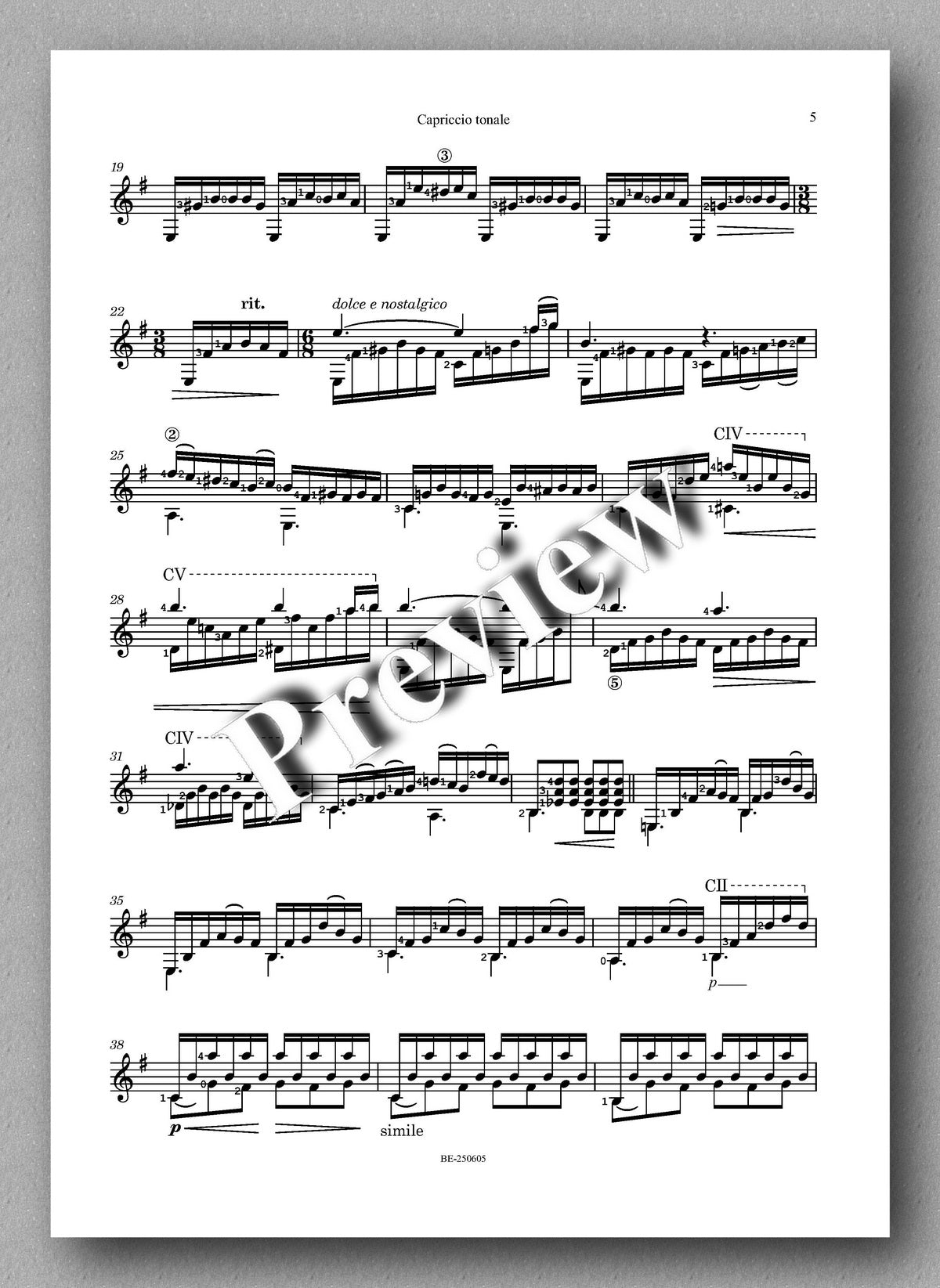 Marco Giannoni, Capriccio tonale - preview of the music score 2