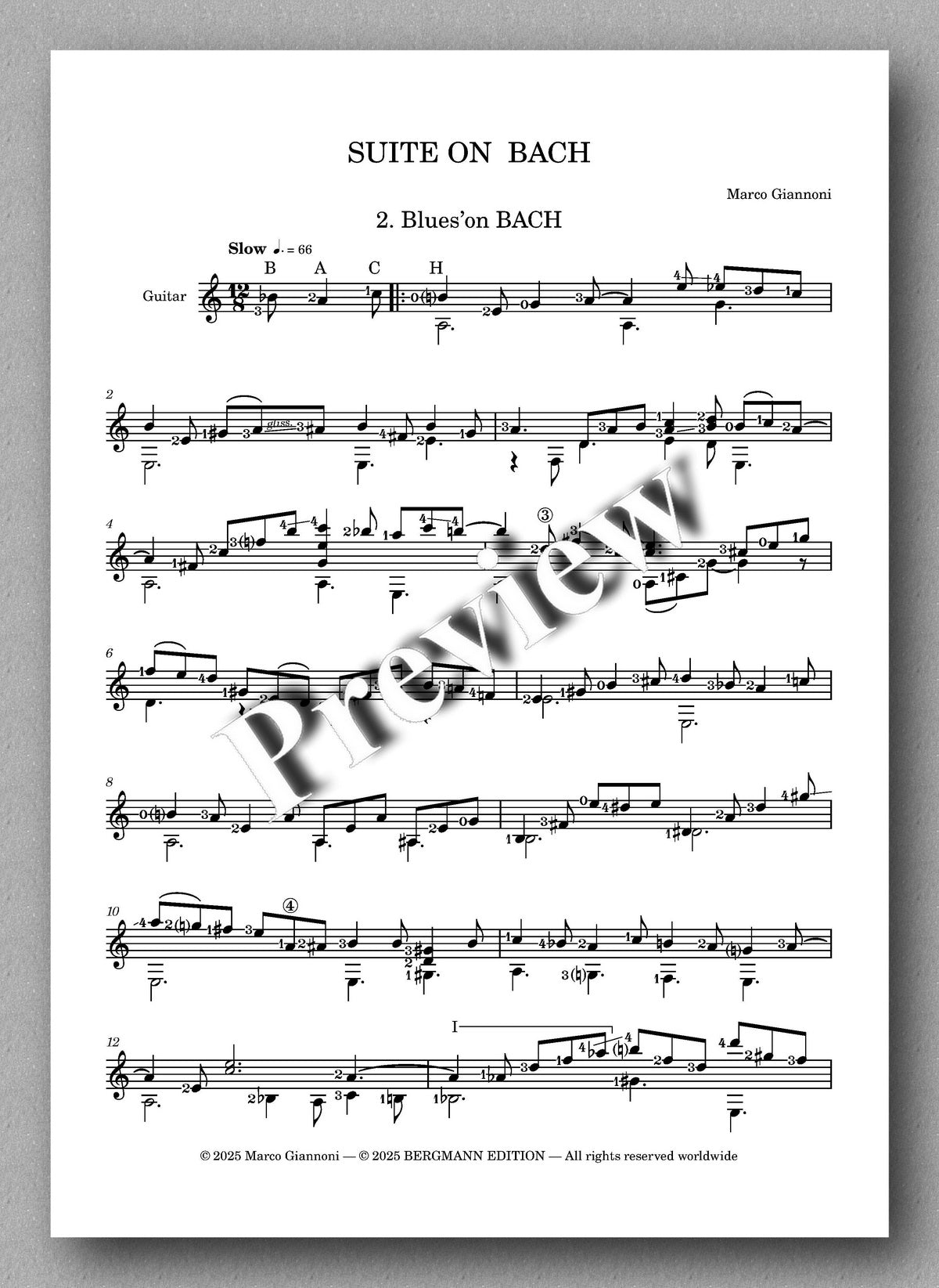 Marco Giannoni, Suite on Bach. Preview of the music score 2